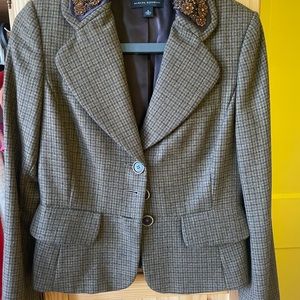 Lady’s wool jacket by Banana Republic with embroidered collar. Fits size 8